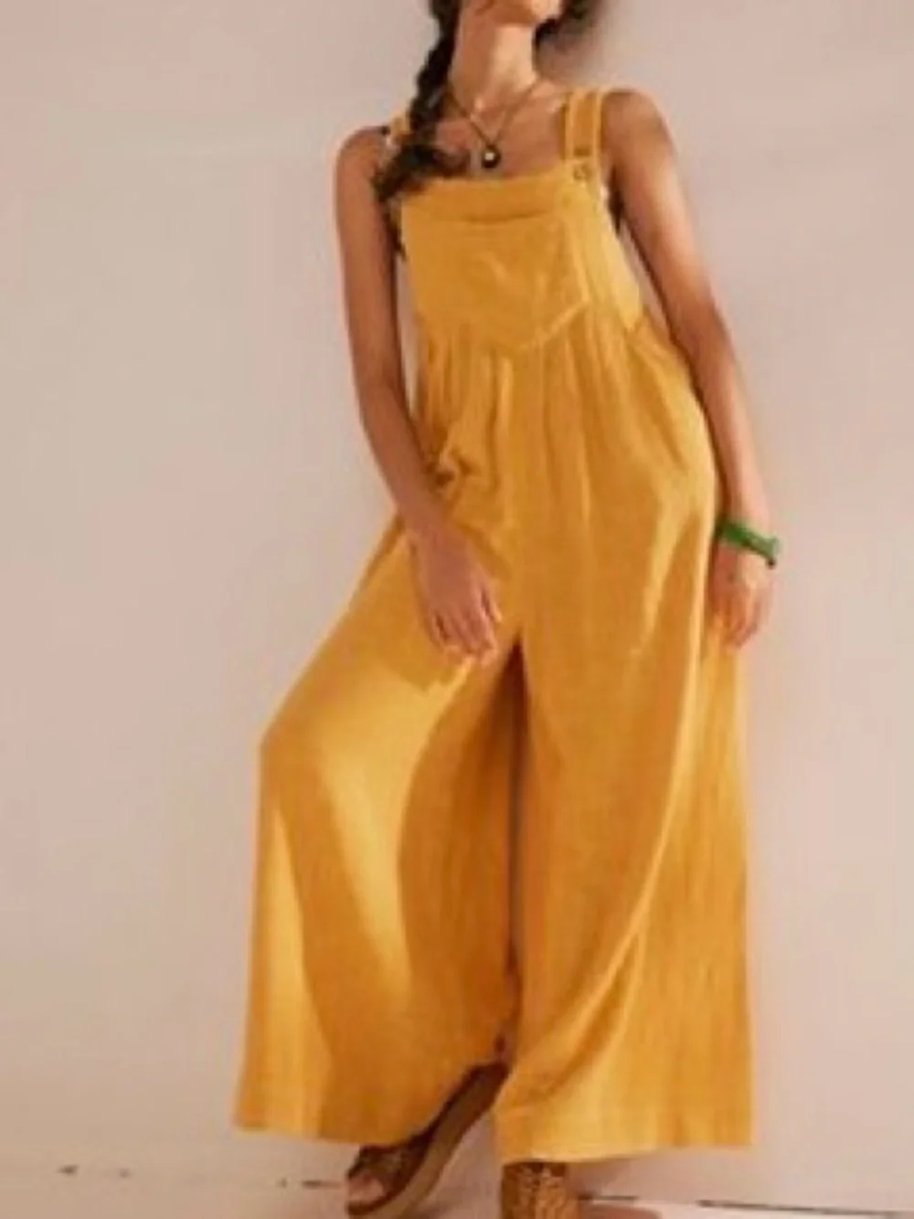 NWT Free People Sun-Drenched Overalls in Honey Gold